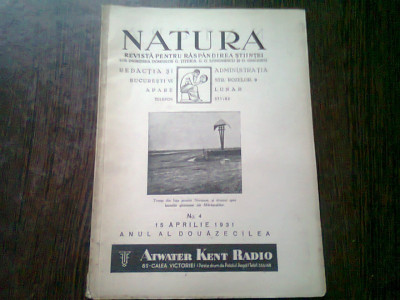 REVISTA NATURA NR.4/1931 foto
