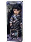 Papusa Wednesday Addams Family muzicala, 27 cm, material textil si plastic, +3 ani, Negru/Alb