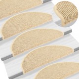 VidaXL Covorașe autoadezive pentru scări, 15 buc., bej 65x21x4cm sisal