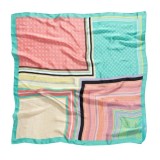 Esarfa satin multicolor geometrica