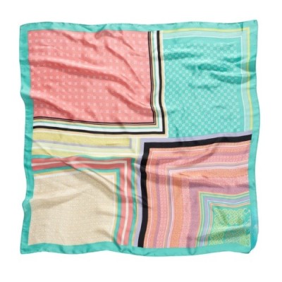 Esarfa satin multicolor geometrica foto