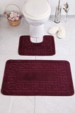 Set 2 Covorase Baie Model Ethnic 2576, Marimi 50 x 80 40 x 50 cm, Aubergine, Mov, Antiderapant, Antialergic, Polipropilena