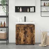vidaXL Cabinet pentru chiuvetă de baie cu ușă TULUM Stejar afumat