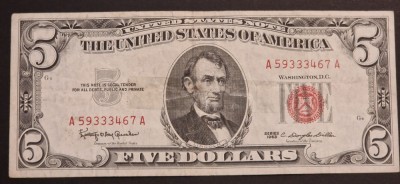 America 5 Dolari 1963 seria A59333467A foto