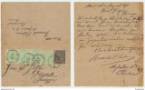 Romania 1893 intreg postal Cifra &amp; 4 timbre Cifra de 5 bani trimis spre Germania, Inainte de 1900