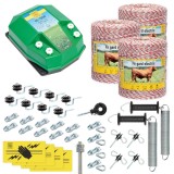 Pachet complet gard electric AgroElectro 3000 m, 7.2 Joule, aparat, fir, izolatori, poarta, avertizare pentru animale domestice