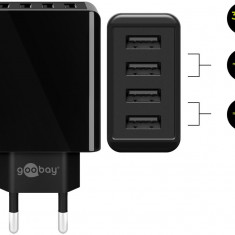 Incarcator de retea Goobay 4 porturi USB 30W design slim negru