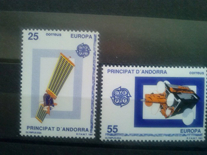 ANDORRA SPANIOLA 1991 EUROPA CEPT SPATIU COSMIC Serie 2 val MNH**