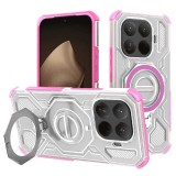 Husa Protectie Xiaomi 15T Pro Carbon Shield PRO - Roz, Inel Rotativ 360, Suport Magnetic Auto