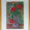 Maria T. Weber (n. 1938)-Garoafe roşii, pastel artist clujean
