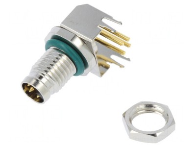Conector M8 Tată 4-Pin 90&amp;deg; PCB 4A IP68 foto