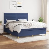 VidaXL Pat continental cu saltea, albastru, 160x200cm, material textil 3142431