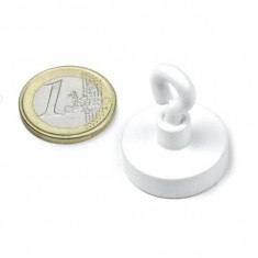 Magnet neodim oala Ø25,3 mm, cu inel alb, putere 16 kg