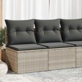 Set Canapea Gradina Gossi, 4 Piese, Poliratan Gri Deschis, Perne Incluse, Depozitare, Huse Lavabile