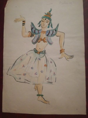 Schita costum balet, dans chinez, Spărgătorul de nuci 1959, Opera București foto