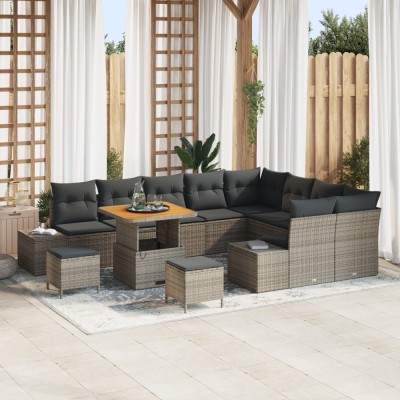 vidaXL Set de canapele pentru grădină 12 pcs Gri Rattan poli foto