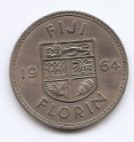 Fiji 1 Florin 1964 - Elizabeth II - Cupru-nichel, B11, 28.3 mm KM-24 (1), Australia si Oceania