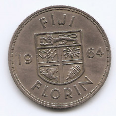 Fiji 1 Florin 1964 - Elizabeth II - Cupru-nichel, B11, 28.3 mm KM-24 (1)