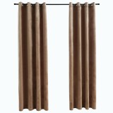 Cumpara ieftin Draperii opace cu inele, 2 buc., bej, 140 x 175 cm, catifea