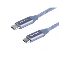 Cablu De &icirc;ncărcare și Sincronizare, Microfibră &icirc;mpletită, 120 Cm, Usb-c&amp;gt; Micro Usb Maway 63032