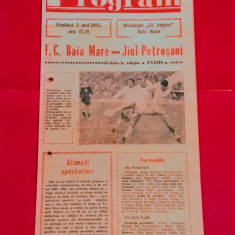 Program meci fotbal FC BAIA-MARE - JIUL PETROSANI (05.05.1984)