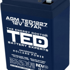 Acumulator plumb acid AGM 12V 2.7Ah F1 (4.8mm) TED1227F1