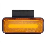 Lampa de gabarit LED dreptunghiulara portocalie AMiO OM-02-O, 10~30V, montaj pe suruburi cu baza flexibila, 124X49X22 mm, omologare 10R 05