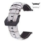 Curea din piele naturala, compatibila Samsung Galaxy Watch8 44mm, Alb/Gri