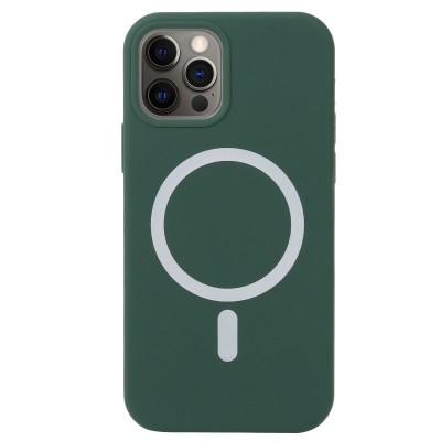 Husa MagSafe liquid large hole magnetic shell pentru Apple iPhone 14 Pro, Full Cover, Liquid Silicone, Magnetica, Incarcare Wireless, Flippy, Verde foto