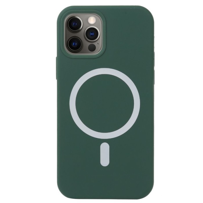 Husa magsafe liquid large hole magnetic shell pentru apple iphone 13, full cover, liquid silicone, magnetica, incarcare wireless, flippy, verde
