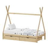 Cumpara ieftin Pat pentru copii lalitto, Pako World, Natural, 90x190 cm