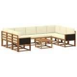 vidaXL Set de canapele de exterior cu pernă 10 pcs Natural și Crem 3385541