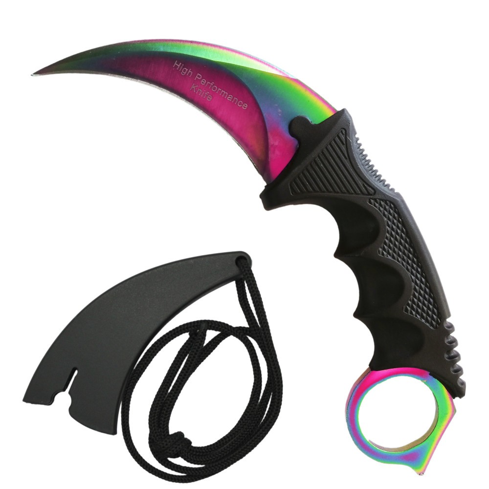 Cutit Briceag Karambit CS:GO, multicolor,fade, plus teaca si snur |  Okazii.ro