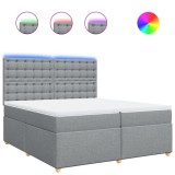 Cumpara ieftin Pat box spring cu saltea, gri deschis, 200x200 cm, textil