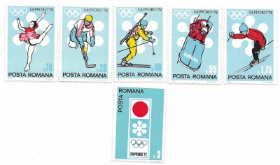 Romania (412) - J.O. de Iarna - Sapporo, 1971 - serie neobliterata foto