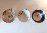 Lot 3 cesti de cafea / ceai, vintage, portelan fin, Bavaria, 3 modele diferite