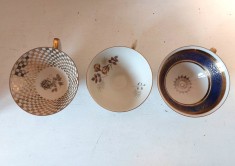 Lot 3 cesti de cafea / ceai, vintage, portelan fin, Bavaria, 3 modele diferite