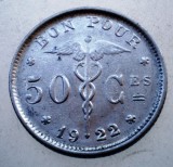 7.607 BELGIA 50 CENTIMES 1922 BELGIQUE