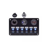 Panou cu voltmetru, USB, priza 12V si 6 &icirc;ntrerupatoare Cod: SP10 Automotive TrustedCars, Oem