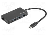 Hub USB NATEC USB A x4, USB C, USB 3.0, 5Gbps, negru
