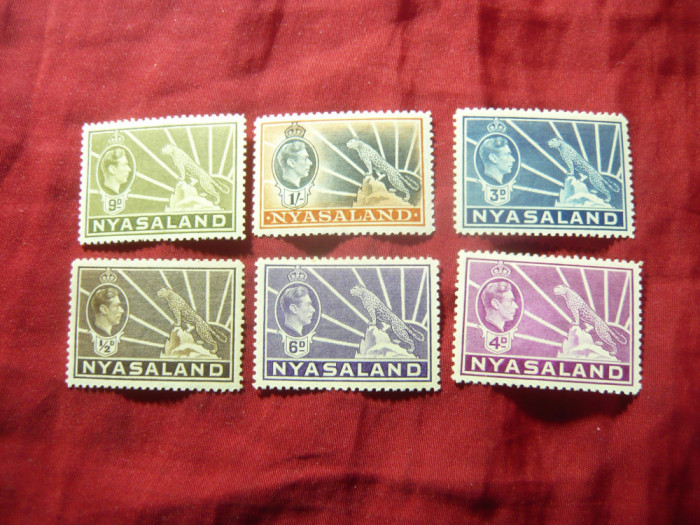 Serie mica Nyassaland 1938 Rege George VI , 6 valori