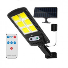 Lampa solara de perete cu senzor de miscare, 120 LED COB,4 moduri, IP65, 11.5x23.5x4 cm, Izoxis