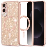 Husa MagSafe pentru Samsung Galaxy S25 Edge S937, Techsuit, Luxury Glitter, Roz Aurie