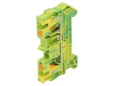 Conector de șine 2 borne, galben-verde