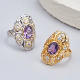 Cumpara ieftin Inel Statement din Argint 925 Placat cu Aur - Imperial Amethyst Marquise