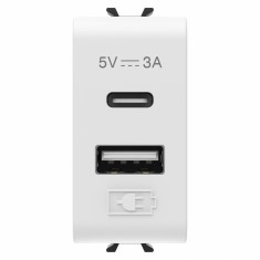 Priza USB tip A+C 1M 5V Gewiss Chorus alb satinat MAT GW15449