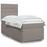 Cumpara ieftin Pat box spring cu saltea, gri taupe, 80x200 cm, textil