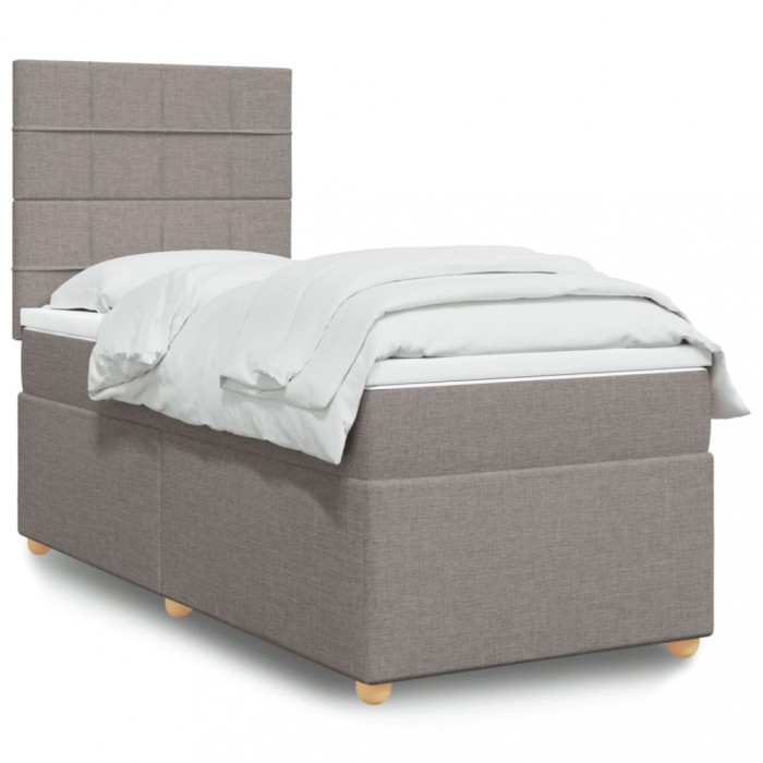vidaXL Pat box spring cu saltea, gri taupe, 80x200 cm, textil 3293411