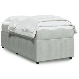 Cumpara ieftin Pat continental cu saltea, gri deschis, 80x200 cm, catifea