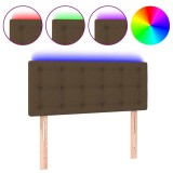 Cumpara ieftin Tablie de pat cu LED, maro inchis, 100x5x78/88 cm, textil